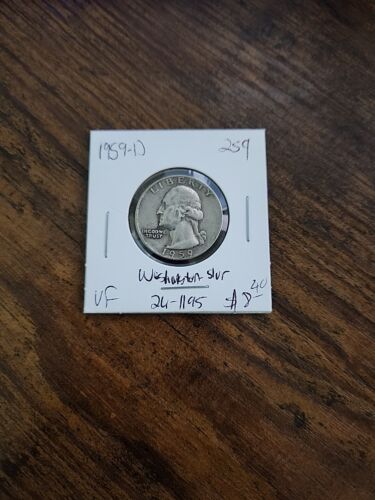 1959-D Washington Quarter, VF, .900 Silver