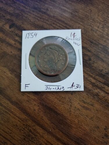 1854 Braided Hair Large Cent, F