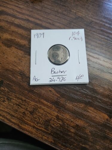 1909 Barber Dime, AG, .900 Silver