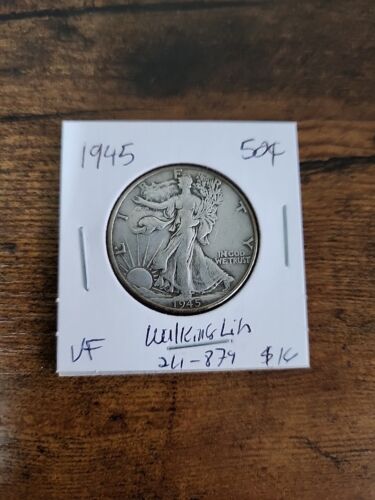 1945 Walking Liberty Half Dollar, VF, .900 Silver