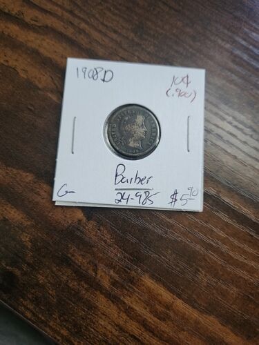 1908-D Barber Dime, G, .900 Silver