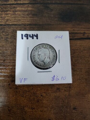 1944 Canada 25 Cents, George VI, VF, .800 Silver